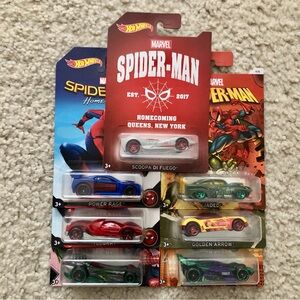 Hot Wheels Spider-Man Homecoming Complete Set of 6 with Chase - 7 Total